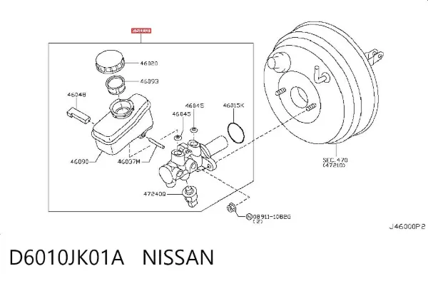 Главный тормозной цилиндр D6010JK01A Nissan/Infiniti