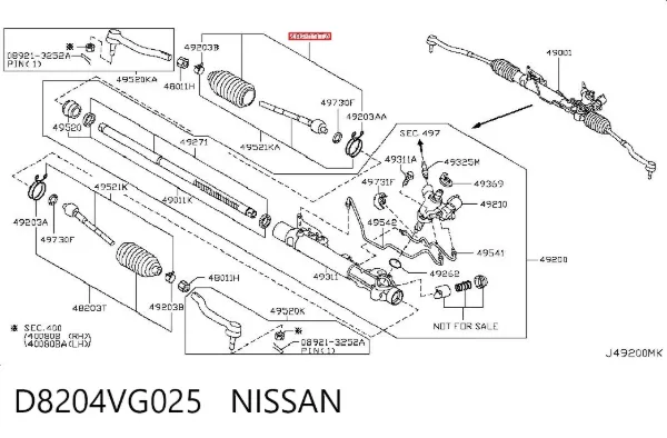 Пыльник рулевого механизма (рейки) правый D8204VG025 Nissan/Infiniti