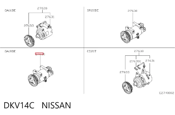Компрессор кондиционера DKV14C Nissan/Infiniti