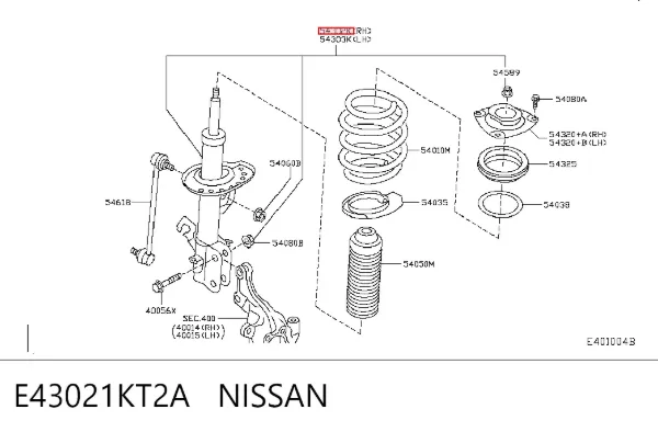 Амортизатор передний правый E43021KT2A Nissan/Infiniti