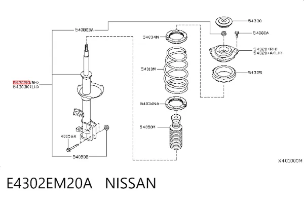 Амортизатор передний правый E4302EM20A Nissan/Infiniti