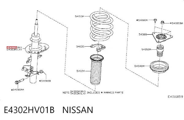 Амортизатор передний правый E4302HV01B Nissan/Infiniti