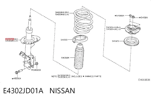 Амортизатор передний правый E4302JD01A Nissan/Infiniti