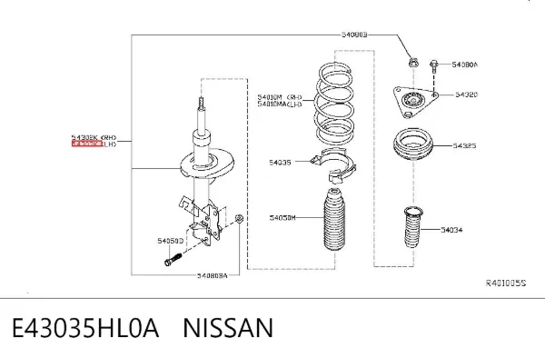Амортизатор передний левый E43035HL0A Nissan/Infiniti