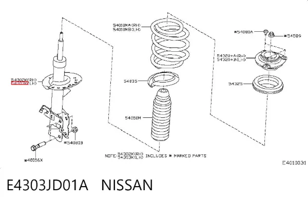 Амортизатор передний левый E4303JD01A Nissan/Infiniti