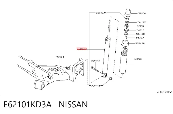 Амортизатор задний E62101KD3A Nissan/Infiniti