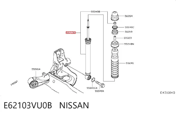 Амортизатор задний E62103VU0B Nissan/Infiniti
