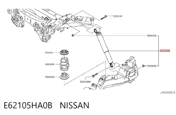 Амортизатор задний E62105HA0B Nissan/Infiniti