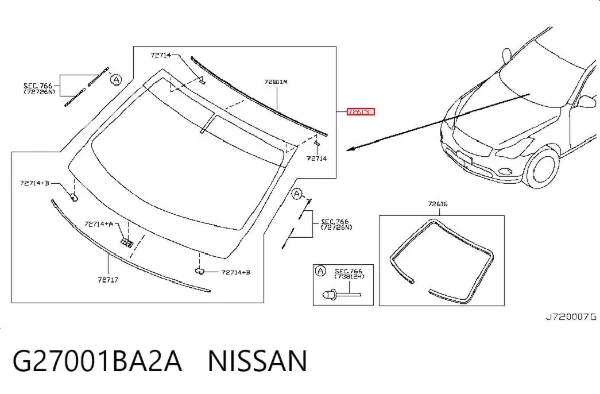 Лобовое стекло G27001BA2A Nissan/Infiniti