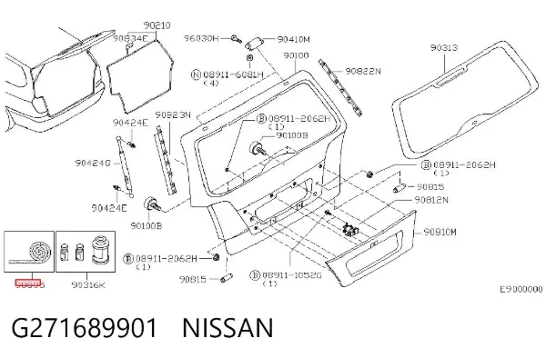 Уплотнитель заднего стекла G271689901 Nissan/Infiniti