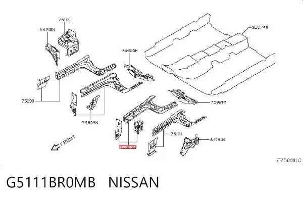 Лонжерон левый G5111BR0MB Nissan/Infiniti