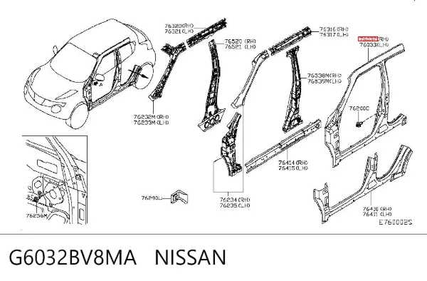Проем передней правой двери G6032BV8MA Nissan/Infiniti