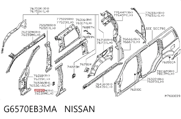 Стойка кузова G6570EB3MA Nissan/Infiniti