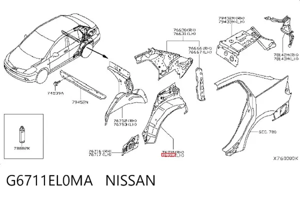 Арка крыла заднего левого G6711EL0MA Nissan/Infiniti
