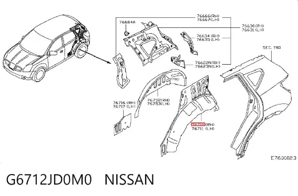 Арка крыла заднего правого G6712JD0M0 Nissan/Infiniti