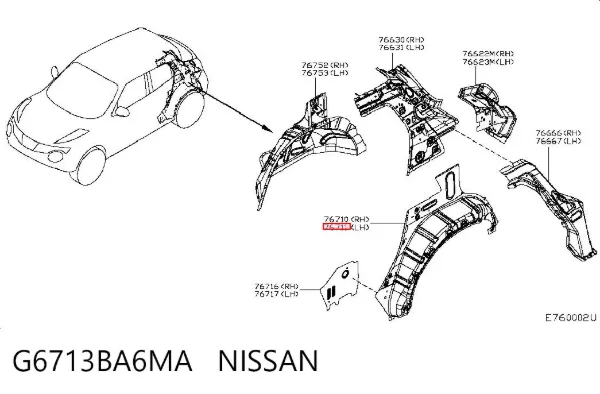 Арка крыла заднего левого G6713BA6MA Nissan/Infiniti