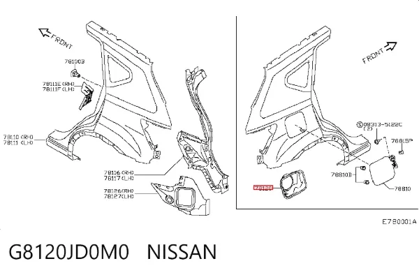 Корпус заливной горловины топливного бака G8120JD0M0 Nissan/Infiniti