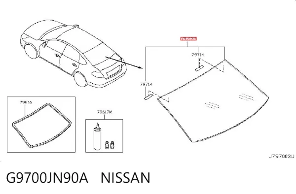 Заднее стекло G9700JN90A Nissan/Infiniti