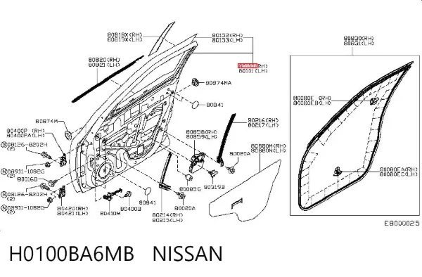 Дверь передняя правая H0100BA6MB Nissan/Infiniti