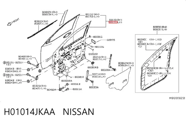 Дверь передняя левая H01014JKAA Nissan/Infiniti