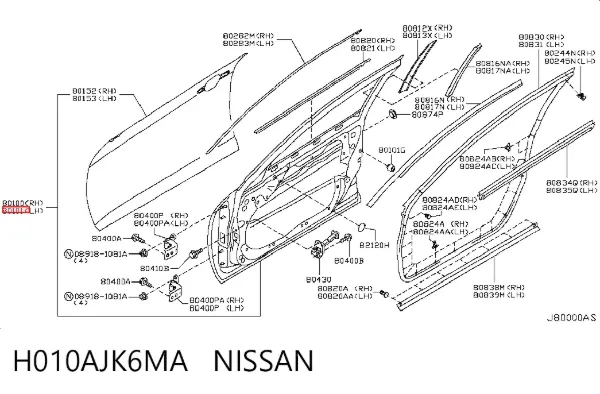 Дверь передняя левая H010AJK6MA Nissan/Infiniti