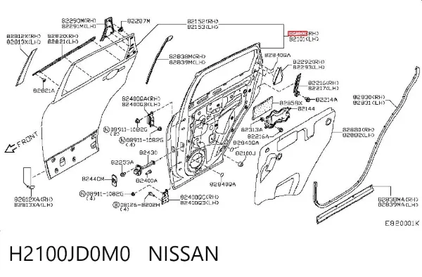 Дверь задняя правая H2100JD0M0 Nissan/Infiniti
