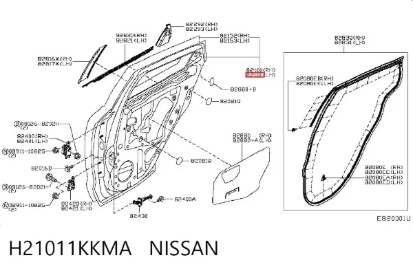 Дверь задняя левая H21011KKMA Nissan/Infiniti
