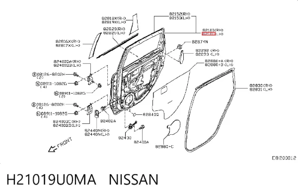 Дверь задняя левая H21019U0MA Nissan/Infiniti