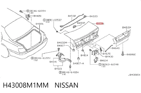 Крышка багажника H43008M1MM Nissan/Infiniti