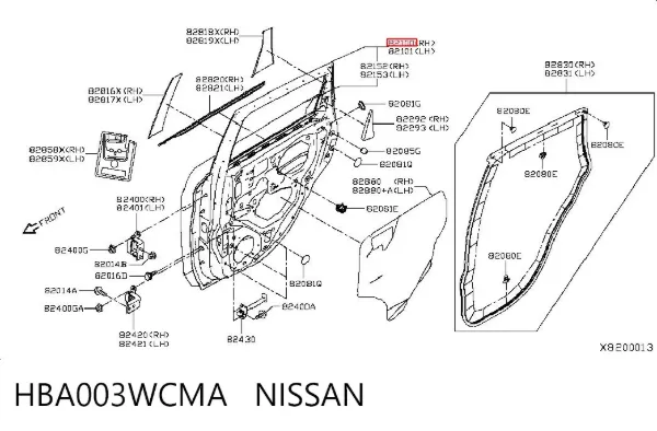 Дверь задняя правая HBA003WCMA Nissan/Infiniti
