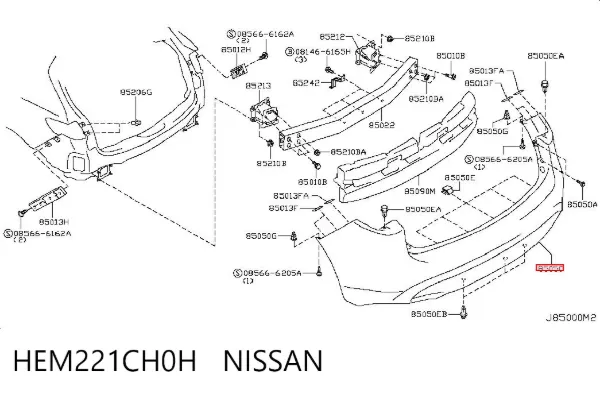 Задний бампер HEM221CH0H Nissan/Infiniti
