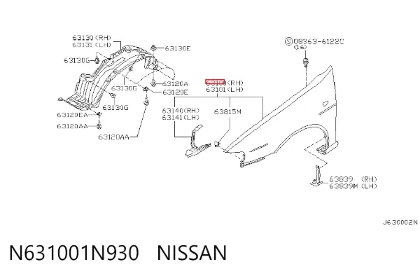 Крыло переднее правое N631001N930 Nissan/Infiniti