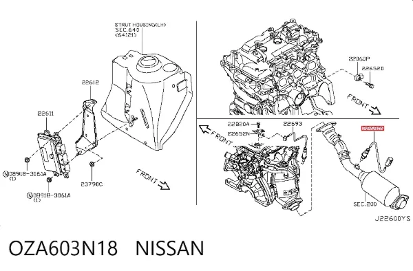 Датчик кислорода после катализатора OZA603N18 Nissan/Infiniti