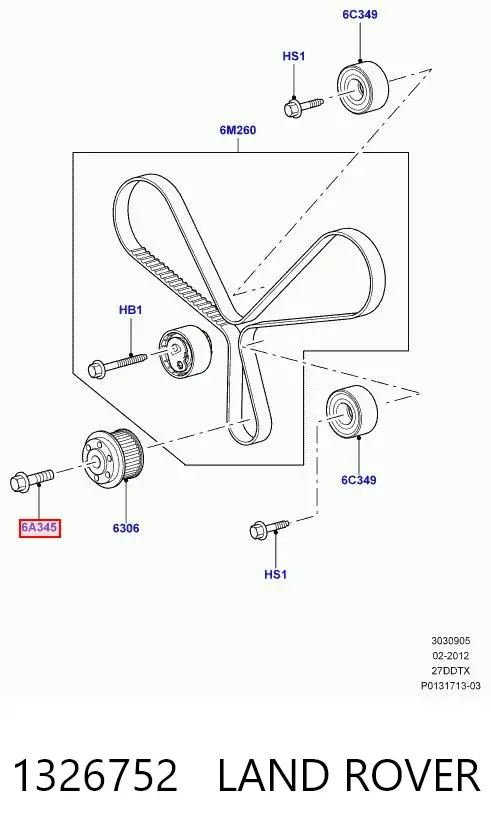 Болт шкива коленвала 1326752 Land Rover