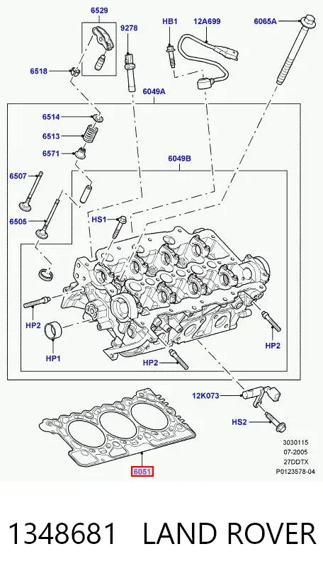 Прокладка ГБЦ 1348681 Land Rover