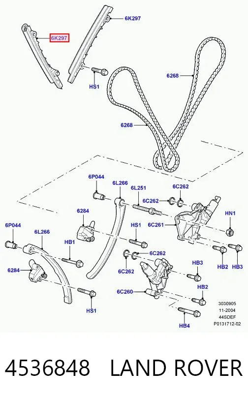 Успокоитель цепи ГРМ, верхний 4536848 Land Rover