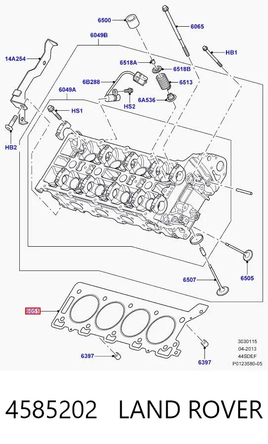 Левая прокладка ГБЦ 4585202 Land Rover