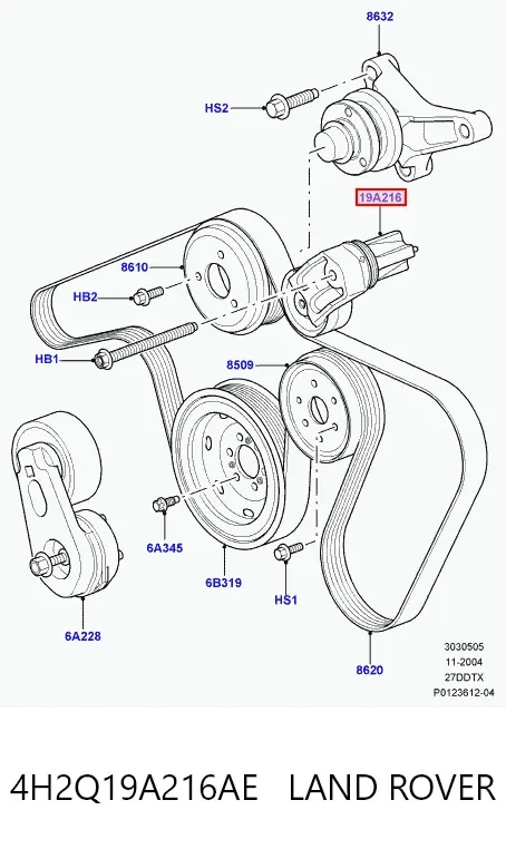 Натяжитель приводного ремня 4H2Q19A216AE Land Rover