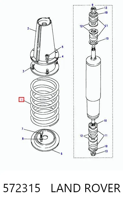 Пружина передняя правая 572315 Land Rover