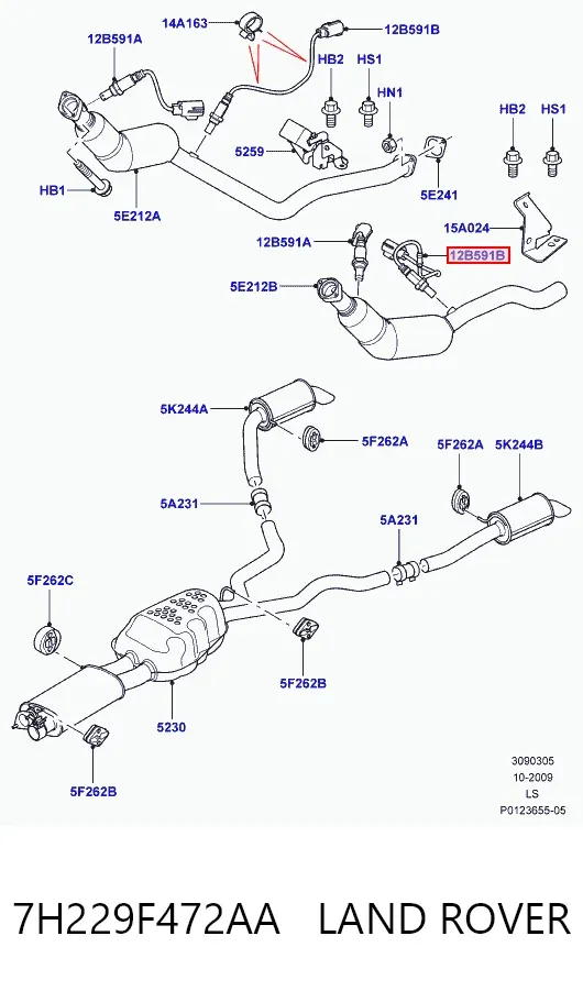 Датчик кислорода до катализатора 7H229F472AA Land Rover
