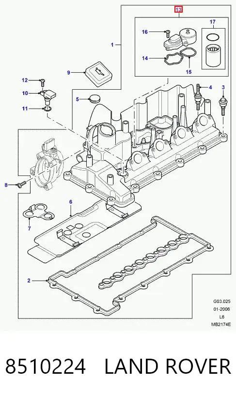 Клапан вентиляции картерных газов 8510224 Land Rover