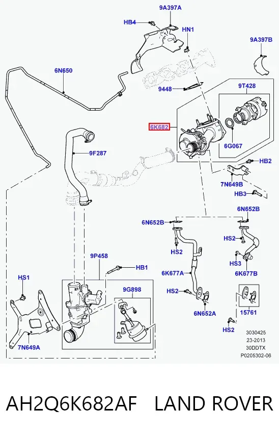 Турбина AH2Q6K682AF Land Rover
