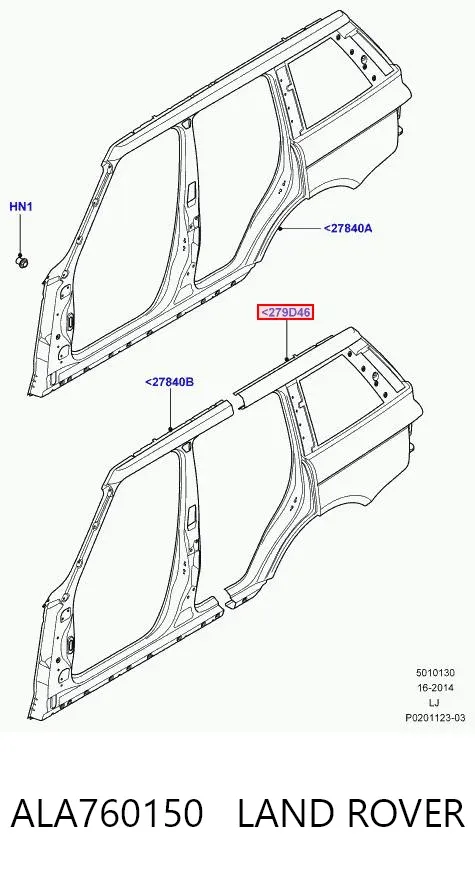 Крыло заднее левое ALA760150 Land Rover