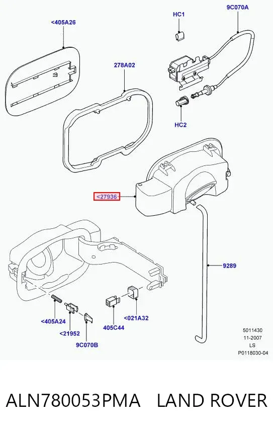 Корпус заливной горловины топливного бака ALN780053PMA Land Rover