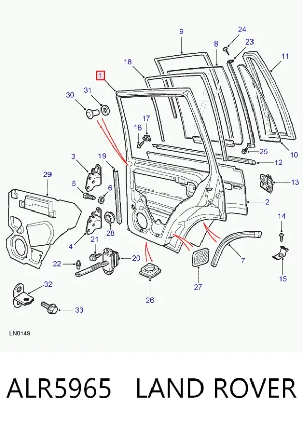 Дверь задняя левая Land Rover Range Rover II