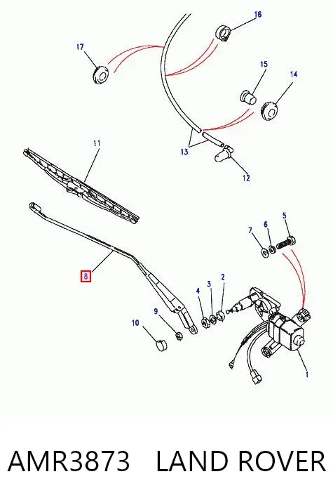 Рычаг-поводок стеклоочистителя заднего стекла AMR3873 Land Rover