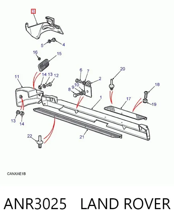 Кронштейн бампера заднего правый ANR3025 Land Rover