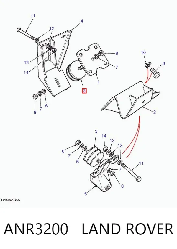 Подушка трансмиссии (опора коробки передач) правая ANR3200 Land Rover