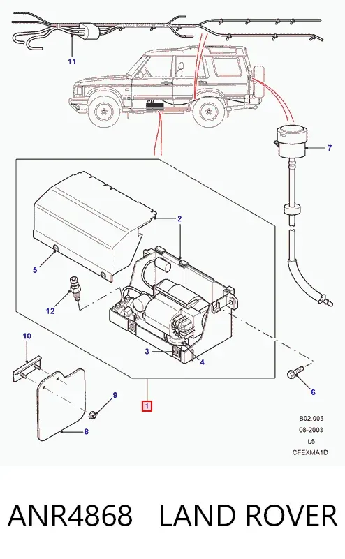 Компрессор пневмоподкачки (амортизаторов) ANR4868 Land Rover
