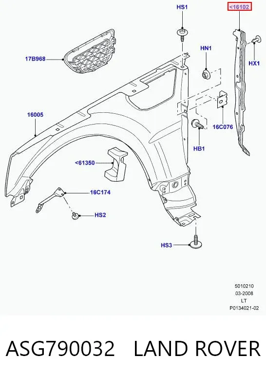 Уплотнитель крыла ASG790032 Land Rover